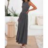 imageBTFBM Summer Maxi Dresses for Women 2026 Spring Sleeveless Casual Ruched High Waisted Long Sundress Flowy Beach DressDark Grey