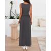 imageBTFBM Summer Maxi Dresses for Women 2026 Spring Sleeveless Casual Ruched High Waisted Long Sundress Flowy Beach DressDark Grey