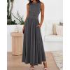 imageBTFBM Summer Maxi Dresses for Women 2026 Spring Sleeveless Casual Ruched High Waisted Long Sundress Flowy Beach DressDark Grey