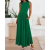 imageBTFBM Summer Maxi Dresses for Women 2026 Spring Sleeveless Casual Ruched High Waisted Long Sundress Flowy Beach DressGreen
