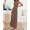 imageBTFBM Summer Maxi Dresses for Women 2026 Spring Sleeveless Casual Ruched High Waisted Long Sundress Flowy Beach DressKhaki