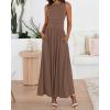 imageBTFBM Summer Maxi Dresses for Women 2026 Spring Sleeveless Casual Ruched High Waisted Long Sundress Flowy Beach DressKhaki