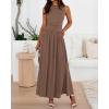 imageBTFBM Summer Maxi Dresses for Women 2026 Spring Sleeveless Casual Ruched High Waisted Long Sundress Flowy Beach DressKhaki