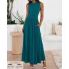 imageBTFBM Summer Maxi Dresses for Women 2026 Spring Sleeveless Casual Ruched High Waisted Long Sundress Flowy Beach DressLake Blue