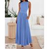imageBTFBM Summer Maxi Dresses for Women 2026 Spring Sleeveless Casual Ruched High Waisted Long Sundress Flowy Beach DressLight Blue