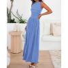 imageBTFBM Summer Maxi Dresses for Women 2026 Spring Sleeveless Casual Ruched High Waisted Long Sundress Flowy Beach DressLight Blue