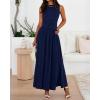 imageBTFBM Summer Maxi Dresses for Women 2026 Spring Sleeveless Casual Ruched High Waisted Long Sundress Flowy Beach DressNavy