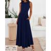 imageBTFBM Summer Maxi Dresses for Women 2026 Spring Sleeveless Casual Ruched High Waisted Long Sundress Flowy Beach DressNavy