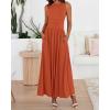 imageBTFBM Summer Maxi Dresses for Women 2026 Spring Sleeveless Casual Ruched High Waisted Long Sundress Flowy Beach DressOrange