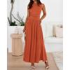 imageBTFBM Summer Maxi Dresses for Women 2026 Spring Sleeveless Casual Ruched High Waisted Long Sundress Flowy Beach DressOrange