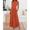 imageBTFBM Summer Maxi Dresses for Women 2026 Spring Sleeveless Casual Ruched High Waisted Long Sundress Flowy Beach DressOrange
