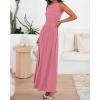 imageBTFBM Summer Maxi Dresses for Women 2026 Spring Sleeveless Casual Ruched High Waisted Long Sundress Flowy Beach DressPink