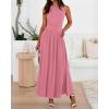 imageBTFBM Summer Maxi Dresses for Women 2026 Spring Sleeveless Casual Ruched High Waisted Long Sundress Flowy Beach DressPink