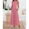 imageBTFBM Summer Maxi Dresses for Women 2026 Spring Sleeveless Casual Ruched High Waisted Long Sundress Flowy Beach DressPink