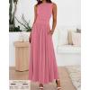 imageBTFBM Summer Maxi Dresses for Women 2026 Spring Sleeveless Casual Ruched High Waisted Long Sundress Flowy Beach DressPink