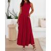imageBTFBM Summer Maxi Dresses for Women 2026 Spring Sleeveless Casual Ruched High Waisted Long Sundress Flowy Beach DressRed
