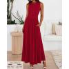 imageBTFBM Summer Maxi Dresses for Women 2026 Spring Sleeveless Casual Ruched High Waisted Long Sundress Flowy Beach DressRed