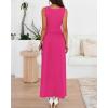 imageBTFBM Summer Maxi Dresses for Women 2026 Spring Sleeveless Casual Ruched High Waisted Long Sundress Flowy Beach DressRose Red