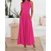 imageBTFBM Summer Maxi Dresses for Women 2026 Spring Sleeveless Casual Ruched High Waisted Long Sundress Flowy Beach DressRose Red