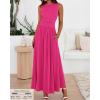 imageBTFBM Summer Maxi Dresses for Women 2026 Spring Sleeveless Casual Ruched High Waisted Long Sundress Flowy Beach DressRose Red