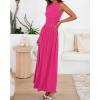 imageBTFBM Summer Maxi Dresses for Women 2026 Spring Sleeveless Casual Ruched High Waisted Long Sundress Flowy Beach DressRose Red