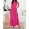 imageBTFBM Summer Maxi Dresses for Women 2026 Spring Sleeveless Casual Ruched High Waisted Long Sundress Flowy Beach DressRose Red