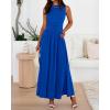 imageBTFBM Summer Maxi Dresses for Women 2026 Spring Sleeveless Casual Ruched High Waisted Long Sundress Flowy Beach DressRoyal Blue