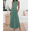 imageBTFBM Summer Maxi Dresses for Women 2026 Spring Sleeveless Casual Ruched High Waisted Long Sundress Flowy Beach DressSage Green