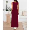 imageBTFBM Summer Maxi Dresses for Women 2026 Spring Sleeveless Casual Ruched High Waisted Long Sundress Flowy Beach DressWine Red