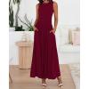 imageBTFBM Summer Maxi Dresses for Women 2026 Spring Sleeveless Casual Ruched High Waisted Long Sundress Flowy Beach DressWine Red