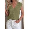 imageBTFBM Sweater Vest Women V Neck Cap Sleeve Button Down Knit Tops Spring Summer 2026 Loose Lightweight Cardigan VestsArmy Green