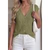 imageBTFBM Sweater Vest Women V Neck Cap Sleeve Button Down Knit Tops Spring Summer 2026 Loose Lightweight Cardigan VestsArmy Green