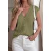 imageBTFBM Sweater Vest Women V Neck Cap Sleeve Button Down Knit Tops Spring Summer 2026 Loose Lightweight Cardigan VestsArmy Green