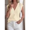 imageBTFBM Sweater Vest Women V Neck Cap Sleeve Button Down Knit Tops Spring Summer 2026 Loose Lightweight Cardigan VestsBeige