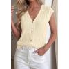 imageBTFBM Sweater Vest Women V Neck Cap Sleeve Button Down Knit Tops Spring Summer 2026 Loose Lightweight Cardigan VestsBeige