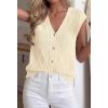 imageBTFBM Sweater Vest Women V Neck Cap Sleeve Button Down Knit Tops Spring Summer 2026 Loose Lightweight Cardigan VestsBeige