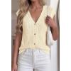 imageBTFBM Sweater Vest Women V Neck Cap Sleeve Button Down Knit Tops Spring Summer 2026 Loose Lightweight Cardigan VestsBeige