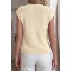 imageBTFBM Sweater Vest Women V Neck Cap Sleeve Button Down Knit Tops Spring Summer 2026 Loose Lightweight Cardigan VestsBeige
