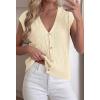 imageBTFBM Sweater Vest Women V Neck Cap Sleeve Button Down Knit Tops Spring Summer 2026 Loose Lightweight Cardigan VestsBeige