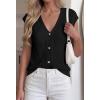 imageBTFBM Sweater Vest Women V Neck Cap Sleeve Button Down Knit Tops Spring Summer 2026 Loose Lightweight Cardigan VestsBlack