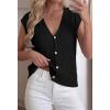 imageBTFBM Sweater Vest Women V Neck Cap Sleeve Button Down Knit Tops Spring Summer 2026 Loose Lightweight Cardigan VestsBlack