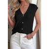 imageBTFBM Sweater Vest Women V Neck Cap Sleeve Button Down Knit Tops Spring Summer 2026 Loose Lightweight Cardigan VestsBlack