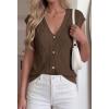 imageBTFBM Sweater Vest Women V Neck Cap Sleeve Button Down Knit Tops Spring Summer 2026 Loose Lightweight Cardigan VestsBrown