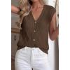 imageBTFBM Sweater Vest Women V Neck Cap Sleeve Button Down Knit Tops Spring Summer 2026 Loose Lightweight Cardigan VestsBrown