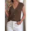 imageBTFBM Sweater Vest Women V Neck Cap Sleeve Button Down Knit Tops Spring Summer 2026 Loose Lightweight Cardigan VestsBrown