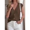 imageBTFBM Sweater Vest Women V Neck Cap Sleeve Button Down Knit Tops Spring Summer 2026 Loose Lightweight Cardigan VestsBrown