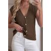 imageBTFBM Sweater Vest Women V Neck Cap Sleeve Button Down Knit Tops Spring Summer 2026 Loose Lightweight Cardigan VestsBrown