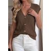 imageBTFBM Sweater Vest Women V Neck Cap Sleeve Button Down Knit Tops Spring Summer 2026 Loose Lightweight Cardigan VestsBrown