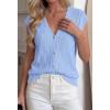 imageBTFBM Sweater Vest Women V Neck Cap Sleeve Button Down Knit Tops Spring Summer 2026 Loose Lightweight Cardigan VestsLight Blue