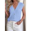 imageBTFBM Sweater Vest Women V Neck Cap Sleeve Button Down Knit Tops Spring Summer 2026 Loose Lightweight Cardigan VestsLight Blue